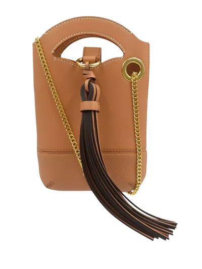 Pre-owned Chloé 2020 Leather Walden Phone Pouch Satchel In Brown