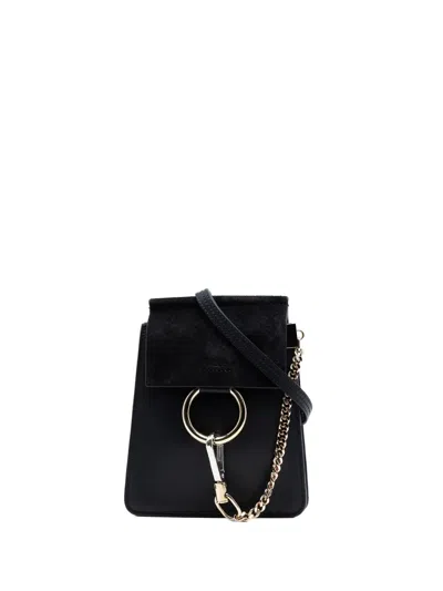 Pre-owned Chloé 2020 Mini Calfskin And Suede Faye Bracelet Bag Satchel In Black