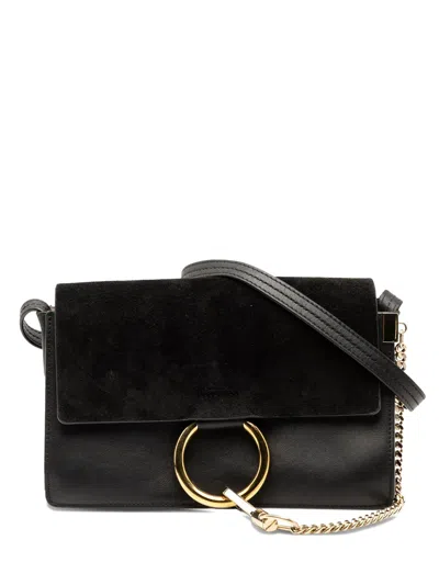 Pre-owned Chloé 2020 Small Suede And Calfskin Faye Crossbody Bag In Black