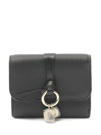 Pre-owned Chloé 2020s Alphabet Tri-fold Wallet In 黑色