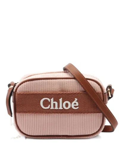 Pre-owned Chloé 2020s Corduroy Shoulder Bag In Pink
