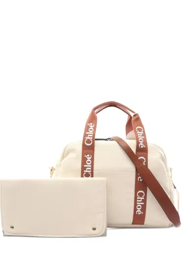 Pre-owned Chloé 2020s Logo-band Changing Bag In Neutral