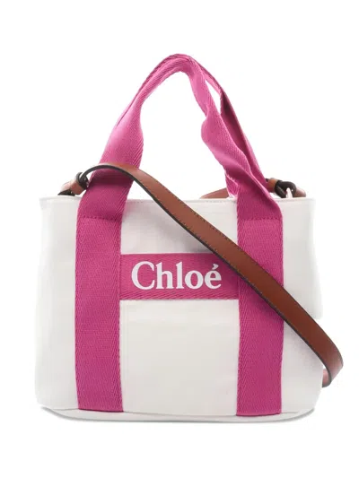 Pre-owned Chloé 2020s Logo Canvas Handbag In White