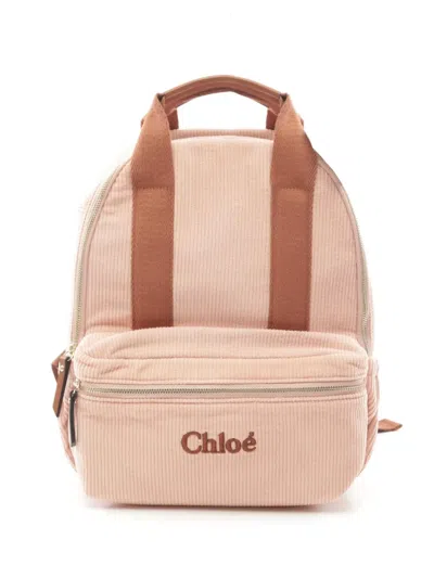 Pre-owned Chloé 2020s Logo-embroidered Backpack In Pink