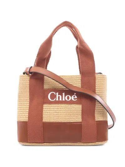 Pre-owned Chloé 2020s Logo-print Shoulder Bag In Neutral