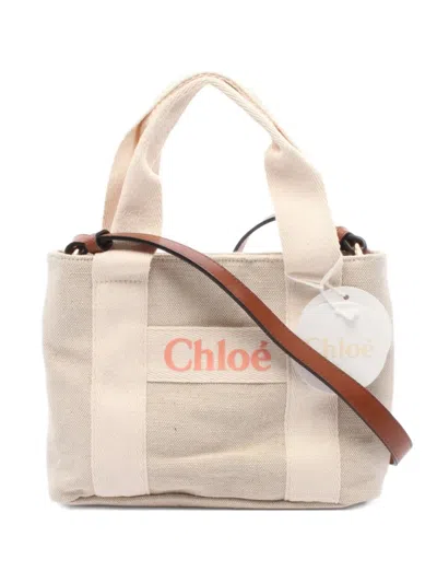 Pre-owned Chloé 2020s Logo-print Tote Bag In Neutral