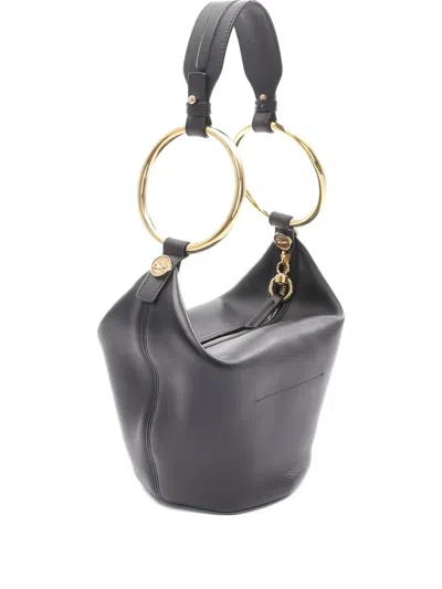 Pre-owned Chloé 2020s Ring-detail Leather Mini Bag In Black