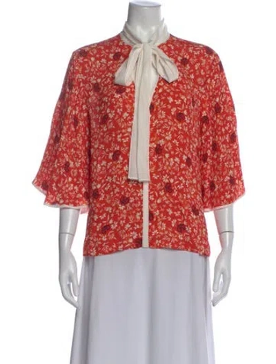 Pre-owned Chloé 2021 Floral Print Blouse In Red