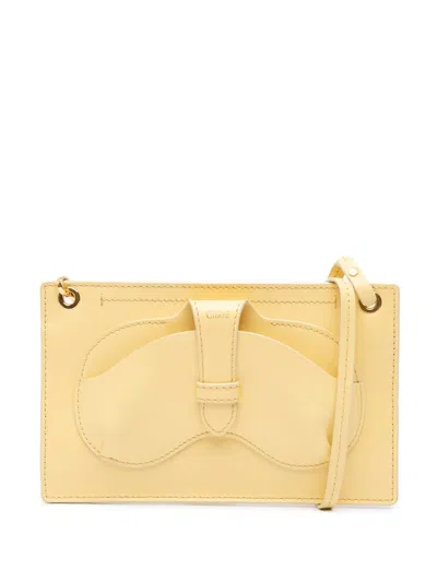 Pre-owned Chloé 2021 Leather Harrison Eyeglasses And Phone Pouch Crossbody Bag In Yellow