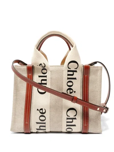 Pre-owned Chloé 2021-2025s Woody Shoulder Bag In Neutral