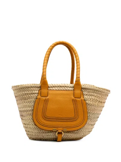 Pre-owned Chloé 2022 Medium Raffia Marcie Basket Tote Bag