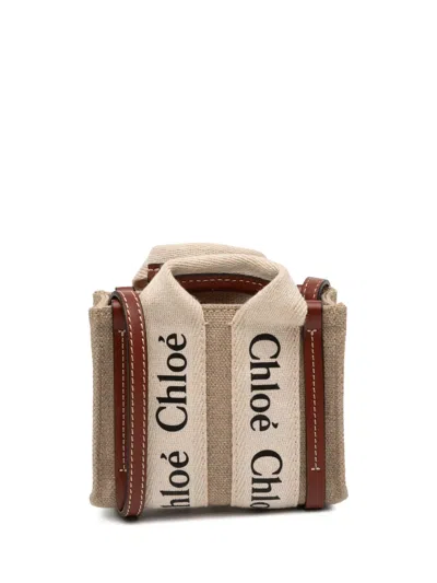 Pre-owned Chloé 2023 Nano Canvas Woody Satchel In Brown