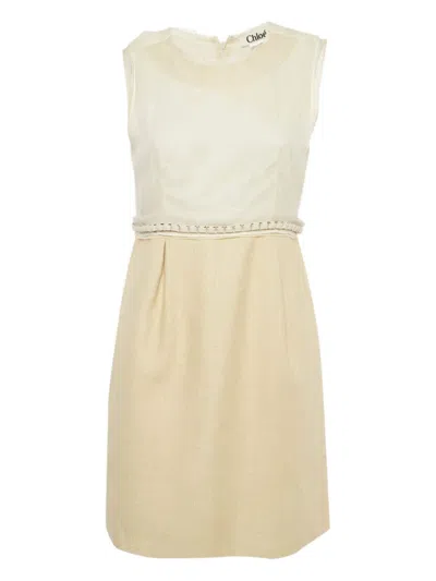 Pre-owned Chloé 2023 Sleeveless Chained-waist Dress In Neutral