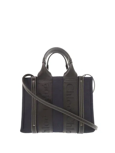 Pre-owned Chloé 2023 Small Canvas Woody Tote Satchel In Gray