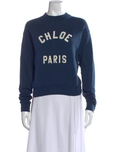 Pre-owned Chloé 2024 Crew Neck Sweatshirt In Blue