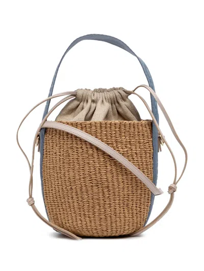 Pre-owned Chloé 2024 Raffia Drawstring Woody Basket Bag Satchel In Brown