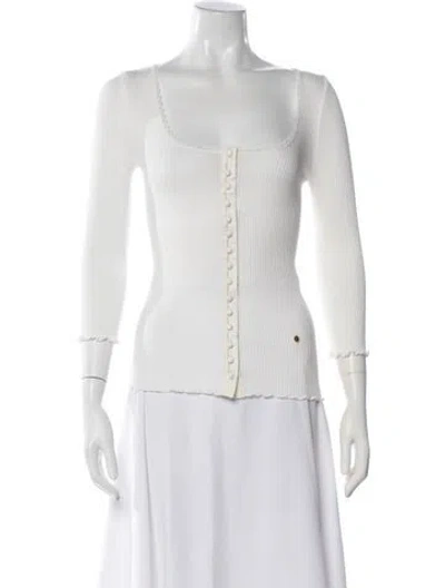 Pre-owned Chloé 2025 Square Neckline Button-up Top In White