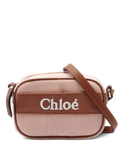 Pre-owned Chloé 20s Leather Corduroy Shoulder Bag In Pink