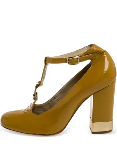 Pre-owned Chloé 375842 Yellow In Brown