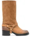 Chloé Dakota Buckled Suede Ankle Boots In Brown