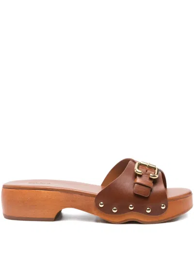Chloé 40mm Jeanette Slip-on Sandals In Brown