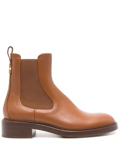 Chloé Marcie Leather Chelsea Ankle Booties In Clay Brown