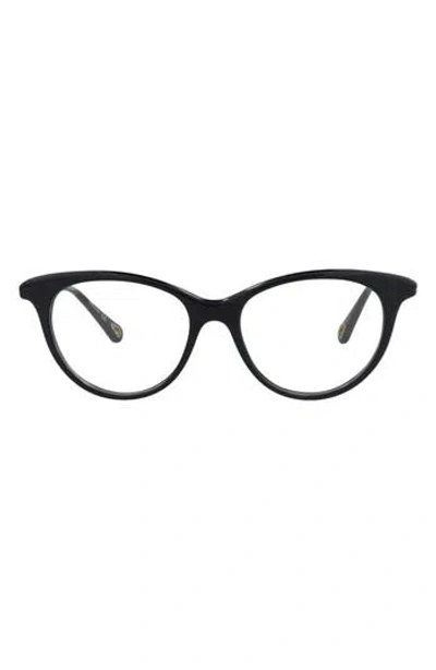 Chloé 49mm Cat Eye Optical Frames In Blue Blue Transparent