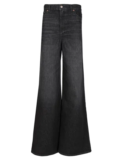 Chloé 5 Pockets Denim Pants Wide Leg Jeans Black