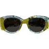 Chloé Ch0251s Linea Gayia 004 Green Grey Sunglasses In Verde
