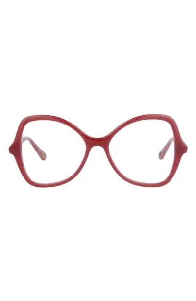 Chloé 52mm Core Oversize Optical Frames In Dark Orange Transparent