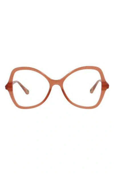 Chloé 52mm Core Oversize Optical Frames In Pink Pink Transparent