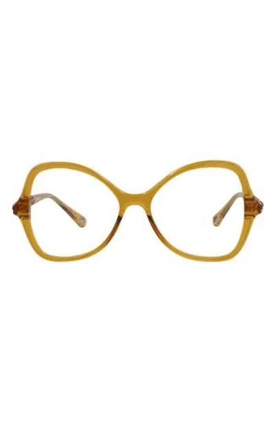 Chloé 52mm Core Oversize Optical Frames In Yellow Yellow Transparent