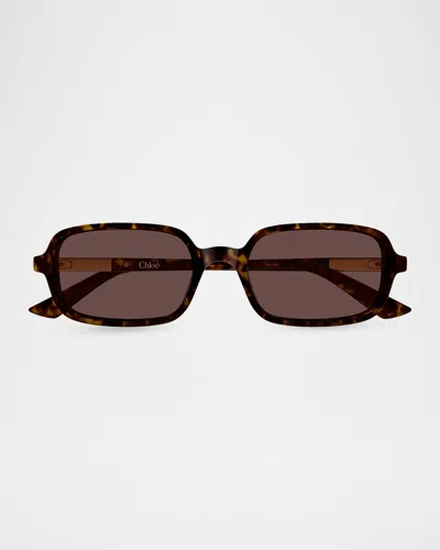 Chloé 53mm Acetate Rectangular Sunglasses In Brown