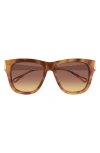 Chloé Tortoiseshell Square Frame Sunglasses With Metallic Temples In Brown
