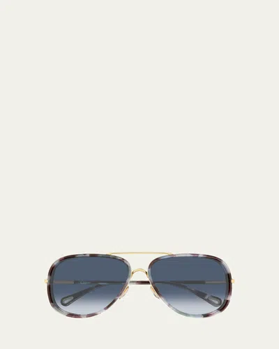 Chloé 53mm Gradient Aviator Sunglasses In Pattern