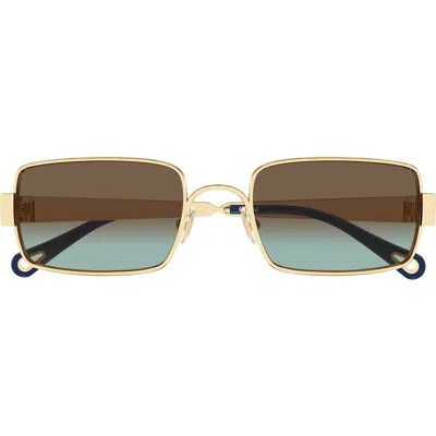 Chloé 53mm Gradient Rectangular Sunglasses In Gold