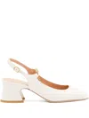 Chloé Chunky Heel Chain Square Toe Pumps In White