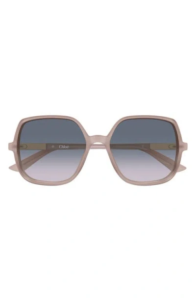 Chloé 55mm Gradient Geometric Sunglasses In Blue