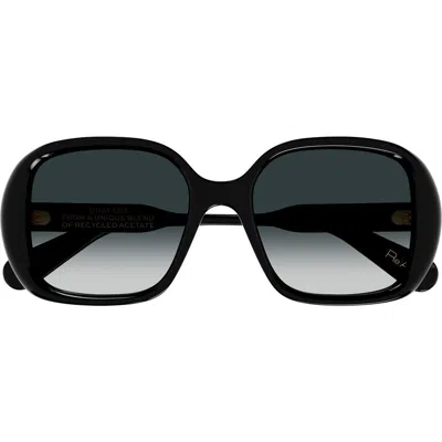 Chloé 55mm Gradient Polarized Square Sunglasses In Black