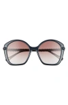 Chloé 55mm Gradient Square Sunglasses In Blue/brown Gradient