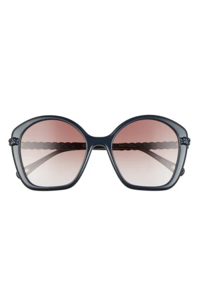 Chloé 55mm Gradient Square Sunglasses In Blue/brown Gradient