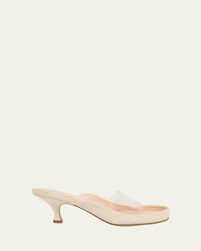 CHLOÉ 55MM PVC STRAP LEATHER MULE SANDALS