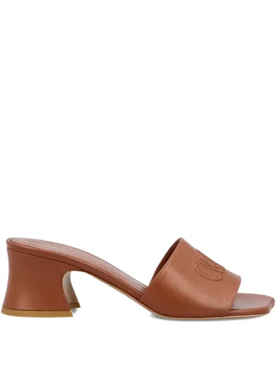 CHLOÉ 55MM SOLEIL LOGO-EMBOSSED SANDALS