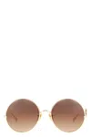 Chloé Round Frame Sunglasses Featuring Curved Temples In Brown
