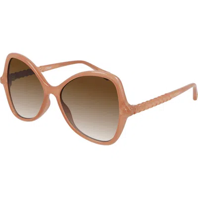 Chloé 56mm Gradient Square Sunglasses In Pink/brown Gradient