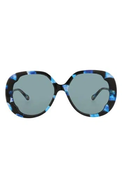 Chloé 56mm Oversize Round Sunglasses In Blue