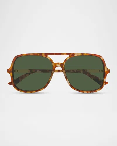 Chloé 57mm Acetate Aviator Sunglasses In Pink