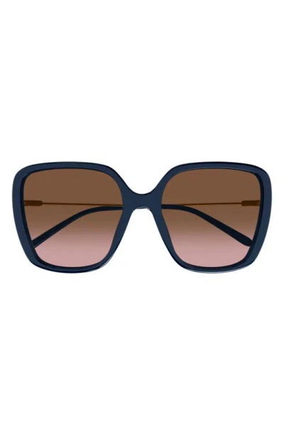 Chloé 57mm Gradient Square Sunglasses In Blue