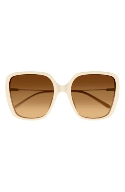 Chloé 57mm Gradient Square Sunglasses In Ivory