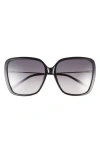 Chloé 57mm Square Sunglasses In Black